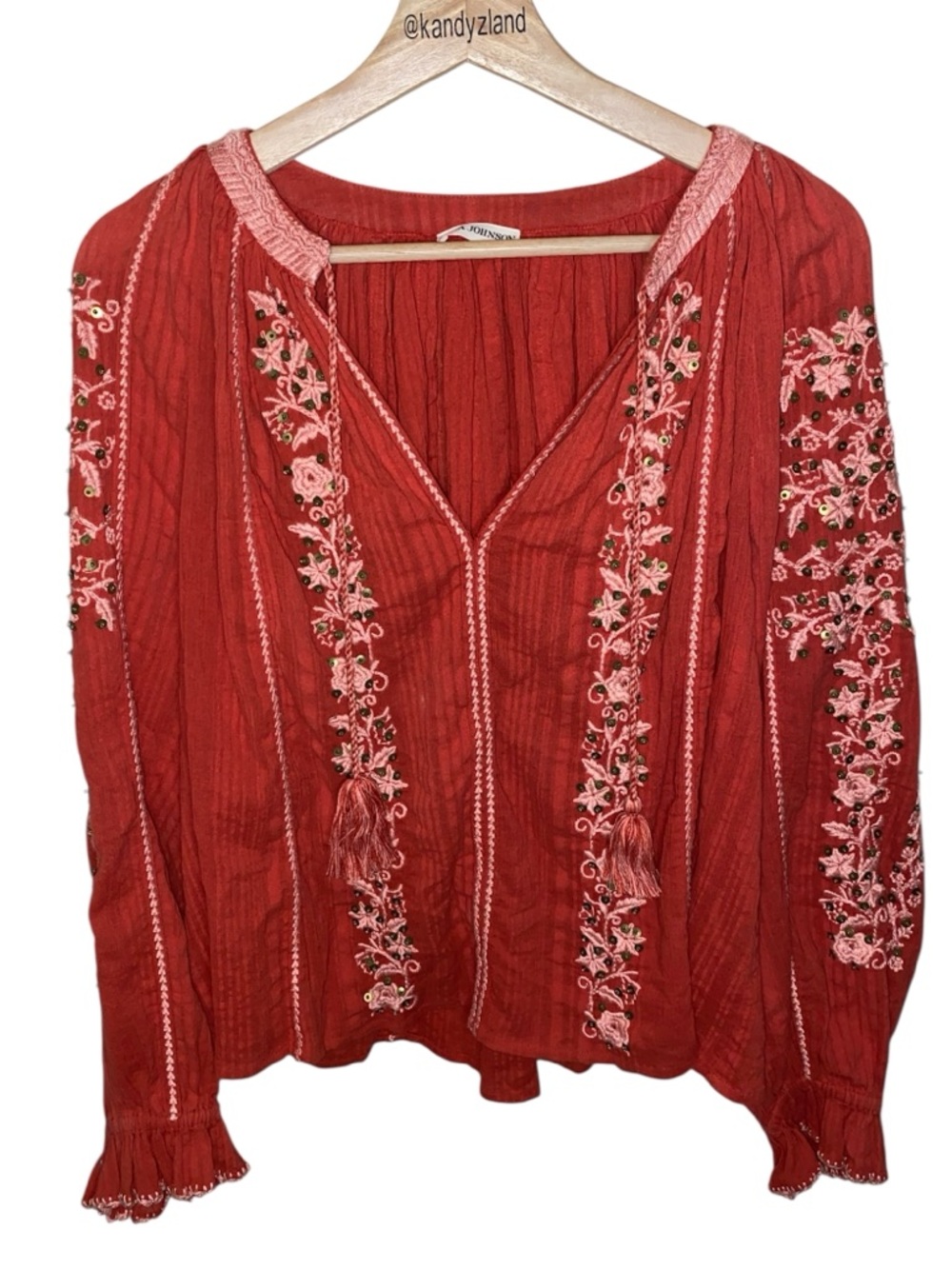 ULLA JOHNSON Blouse With Embroidered Floral Details And Sequin Embellishments - Picture 2 of 9